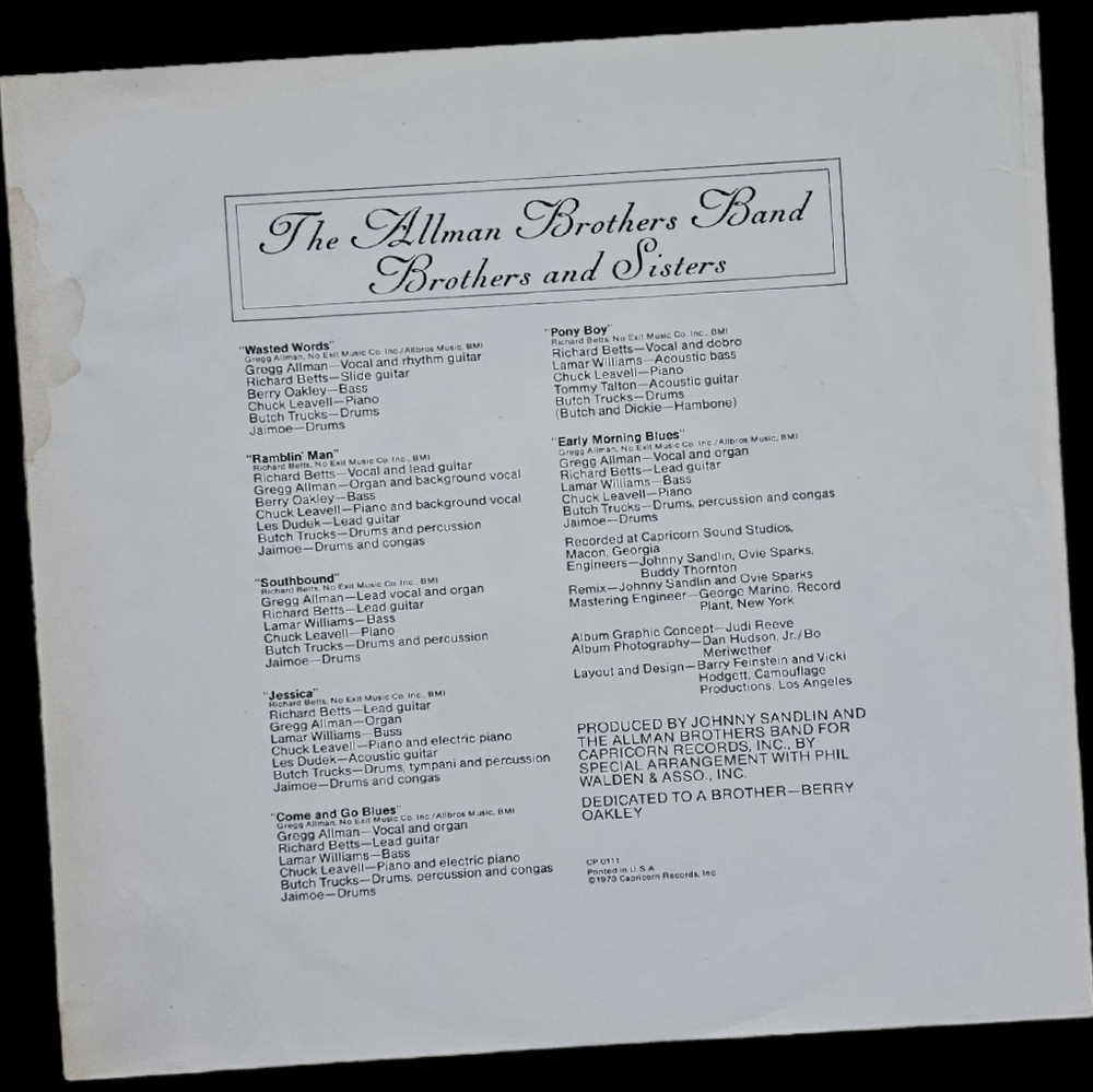 THE ALLMAN BROTHERS BAND•Brothers And Sisters•1973 US (#CP 0111) Pitman Press MP - Picture 5 of 11